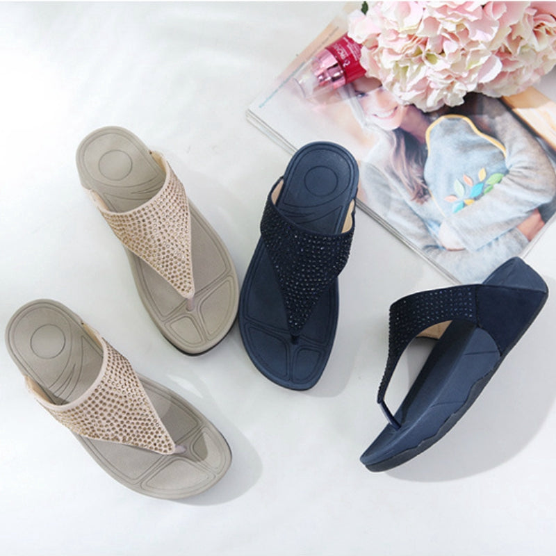 IELGY [Size35-41] Thick sandals and slippers women beach wedge comfortable slip-on large sandals
