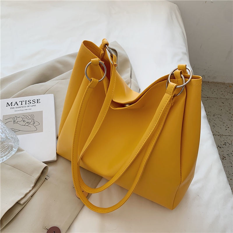 IELGY solid color Korean large-capacity fashion tote bag all-match in class
