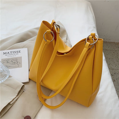 IELGY solid color Korean large-capacity fashion tote bag all-match in class