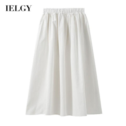 IELGY solid color loose skirt Korean style high waist A-line