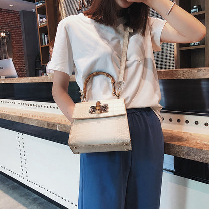 IELGY handbag crocodile small square bag handbag bamboo bag