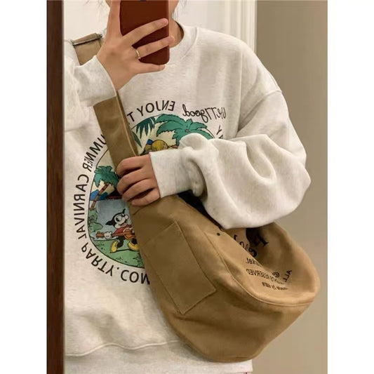 IELGY women's retro large capacity class messenger canvas bag