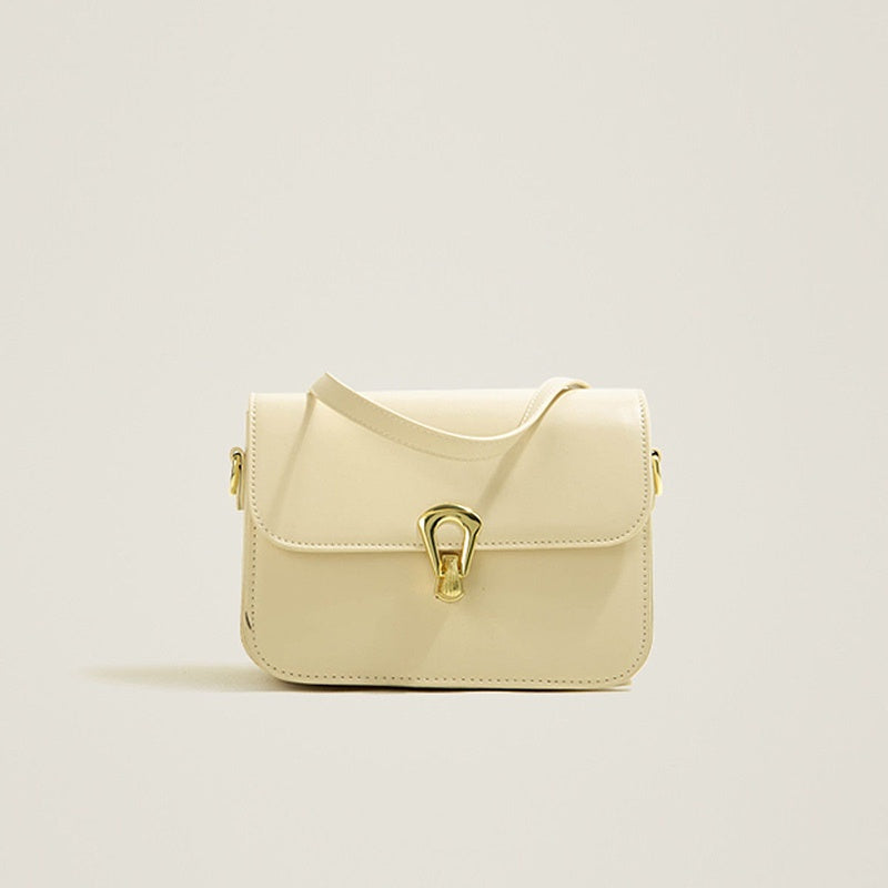 IELGY ladies solid color lock fashion retro messenger bag