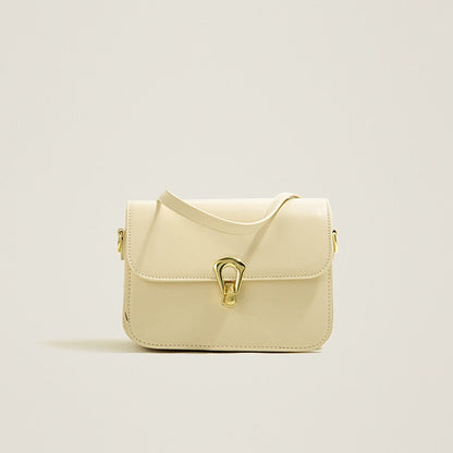 IELGY ladies solid color lock fashion retro messenger bag