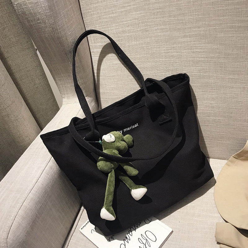 Ielgy large capacity canvas bag women 2020 new Korean version spring and summer Canvas Tote Bag portable simple one shoulder bag trend