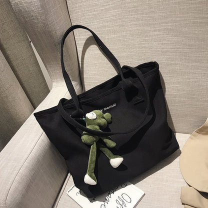 Ielgy large capacity canvas bag women 2020 new Korean version spring and summer Canvas Tote Bag portable simple one shoulder bag trend