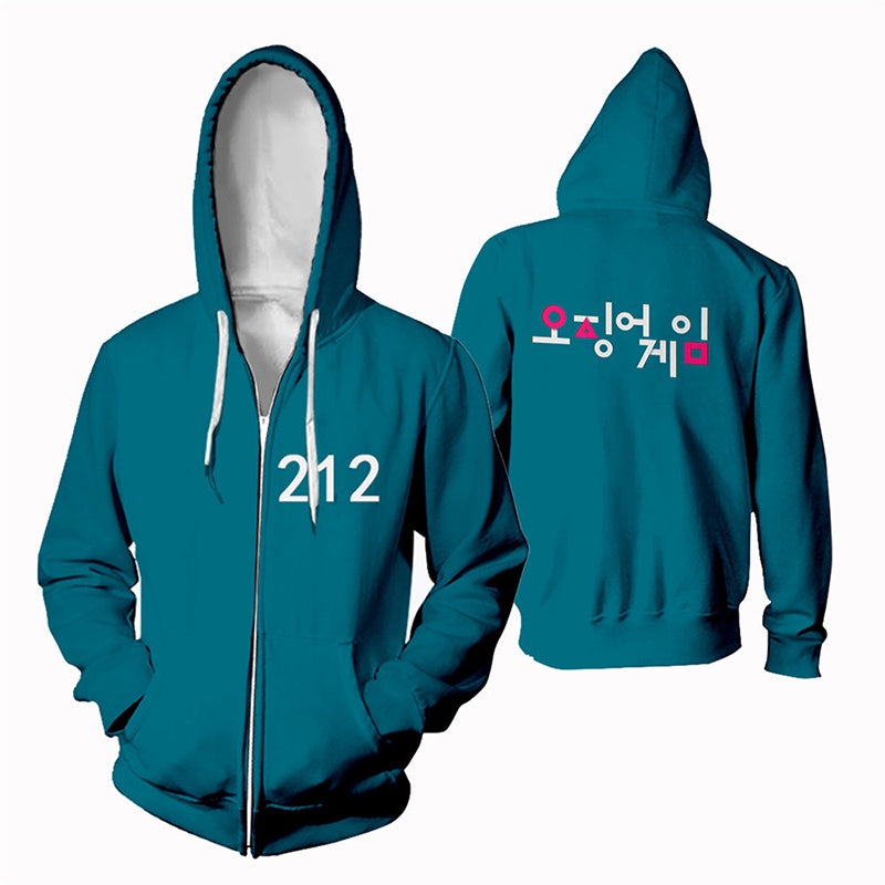 IELGY Plus size Squid Game Squid Game Zipper Park Hae Soo Korean Drama Sportswear Plus Size Sweatshirt Jacket