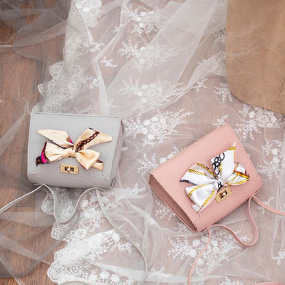 IELGY litchi pattern butterfly silk scarf diagonal bag women