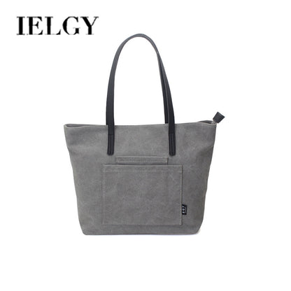 IELGY Women's single shoulder tote bag canvas bag simple literary single shoulder handbag