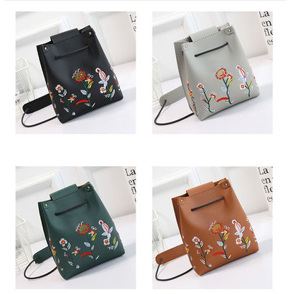 IELGY Mini embroidered bucket bag shoulder bag