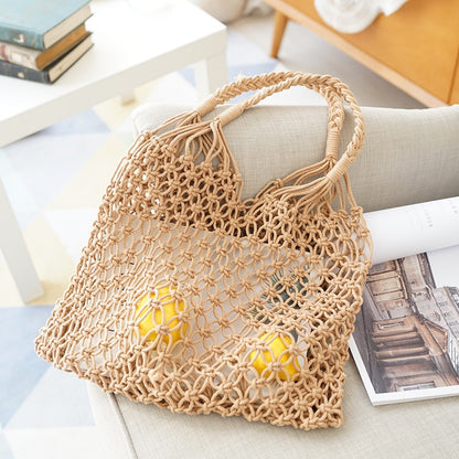 IELGY net woven bag vacation beach bag handbag Fashion
