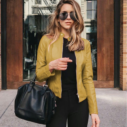 IELGY autumn and winter women's fashion leather PU suit jacket