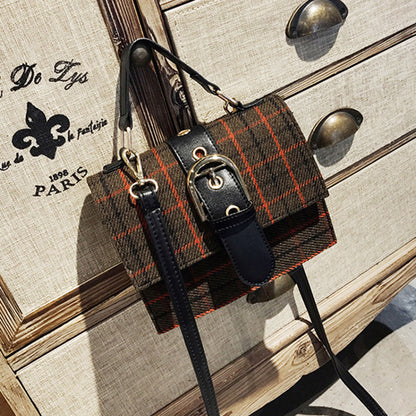 IELGY Women's bag portable all-match one shoulder lock plaid fashion casual square crossbody