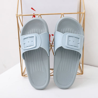 IELGY simple and cute square buckle women's slippers home beach non-slip