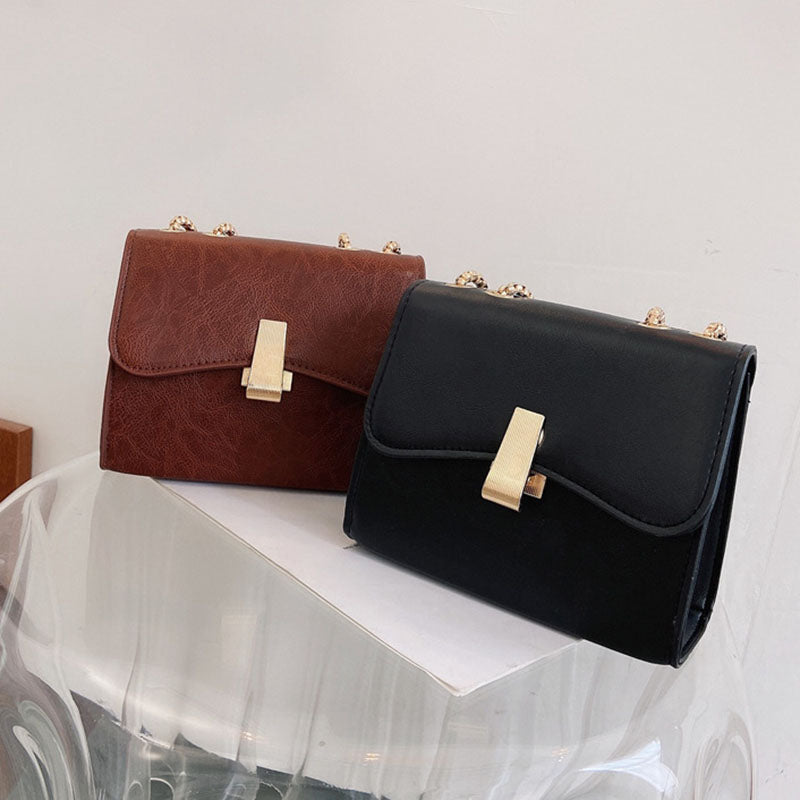 IELGY Women's bag fashion versatile retro casual black portable Korean version simple one-shoulder