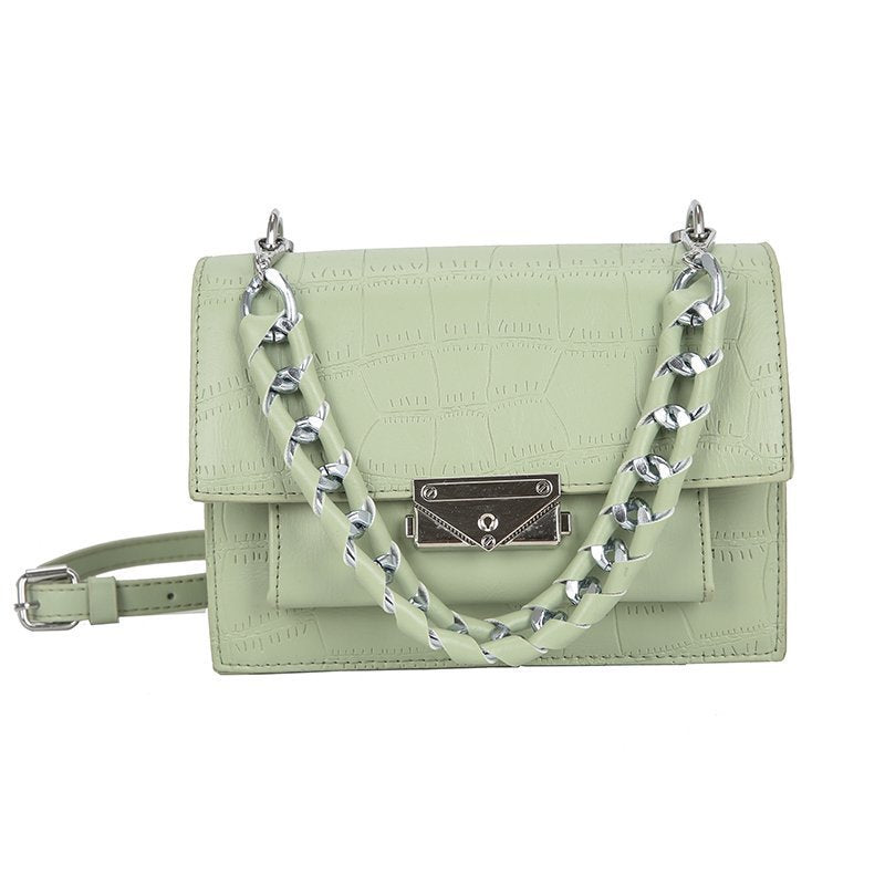 IELGY Women's bag square bag Exquisite shoulder strap solid color Comfortable handy chain one shoulder Fashion version portable Crossbody Ladies shoulder bag