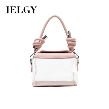 IELGY transparent small square box plastic shoulder slung handbag