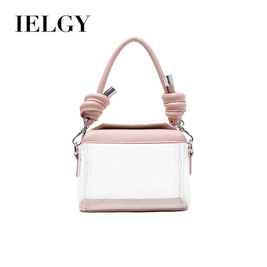 IELGY transparent small square box plastic shoulder slung handbag