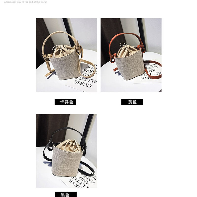 IELGY canvas  stitching bucket bag with handbag Fashion
