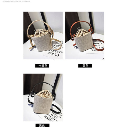 IELGY canvas  stitching bucket bag with handbag Fashion