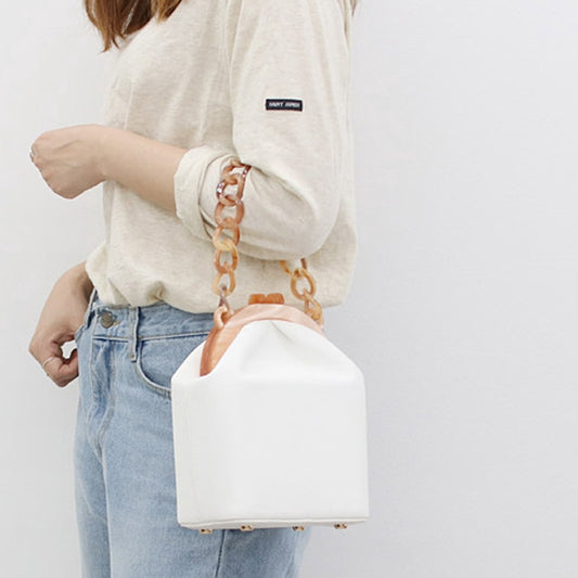 IELGY Acrylic Clip Bucket Bag Thick Chain Tote Shoulder Bag