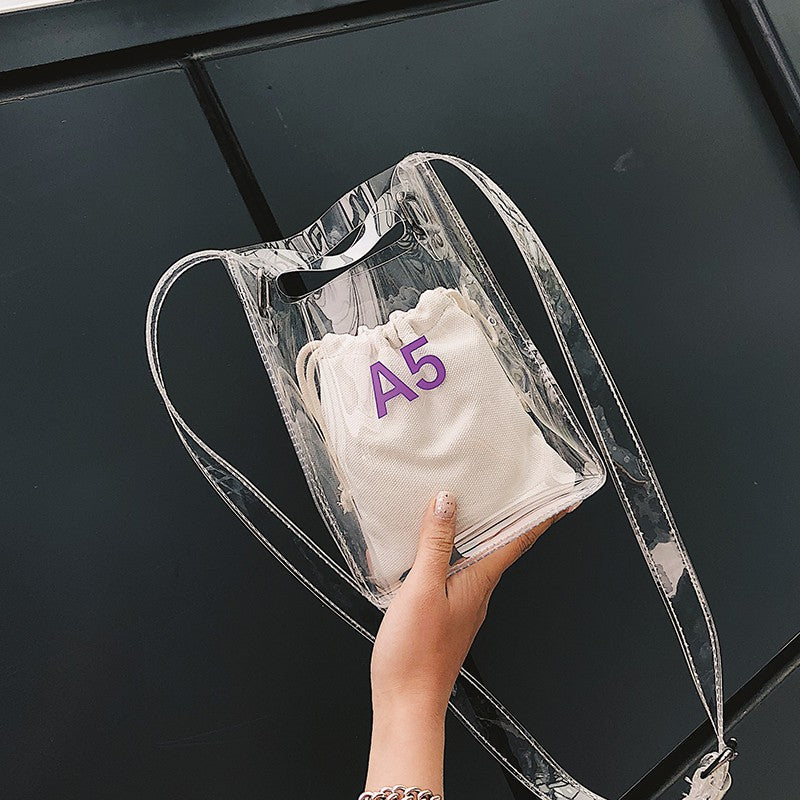 IELGY Transparent jelly mother and son bag diagonal shoulder handbag