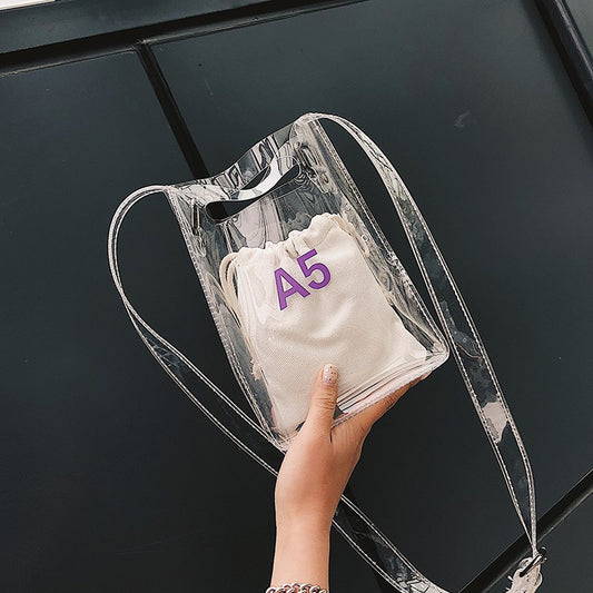 IELGY Transparent jelly mother and son bag diagonal shoulder handbag