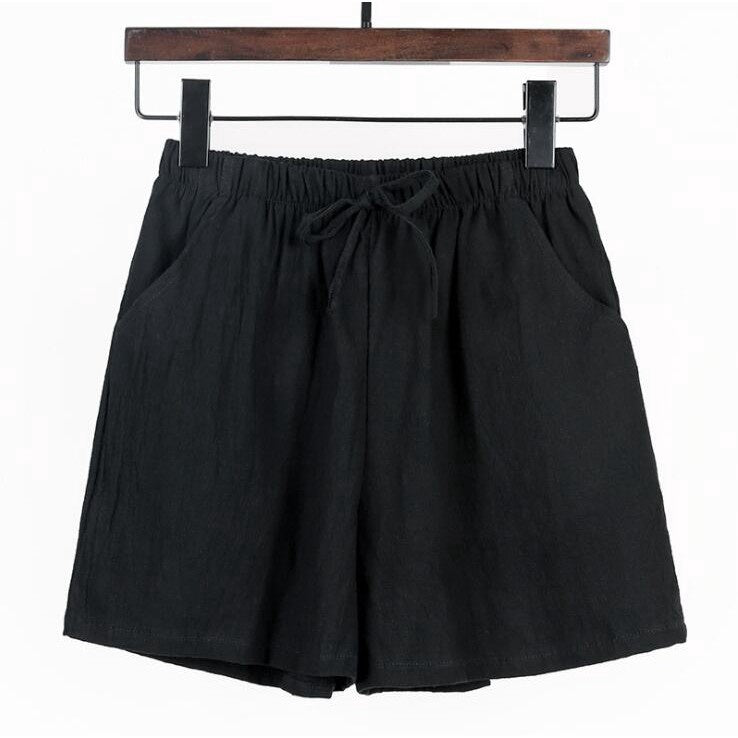 IELGY Loose linen cotton linen large size student sports casual shorts female wide leg pants