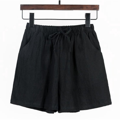 IELGY Loose linen cotton linen large size student sports casual shorts female wide leg pants