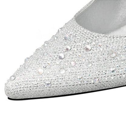 IELGY Women's fashion sweet and elegant 11cm stiletto heels with pointed diamond wedding shoes