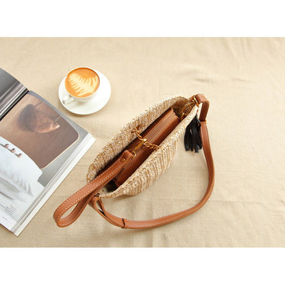 Straw bag vacation bag shoulder rattan bag