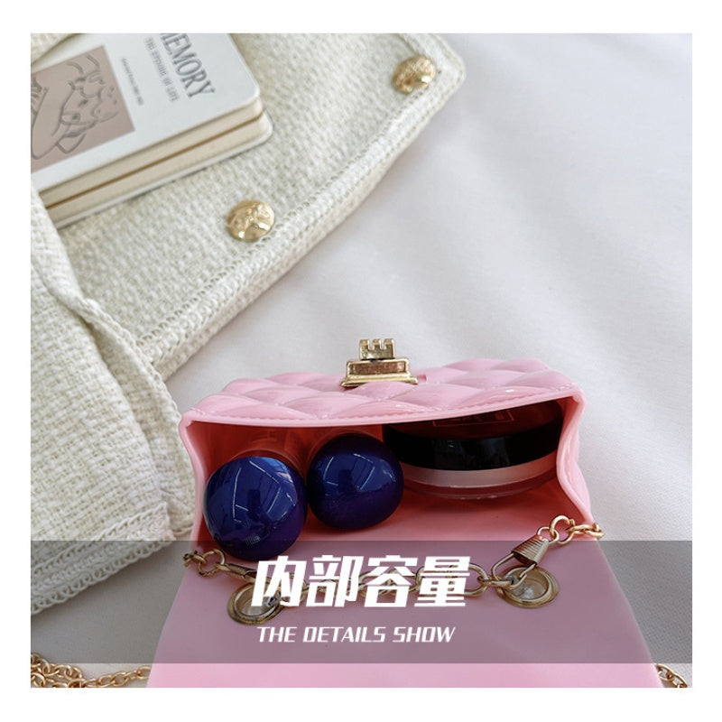 IELGY New jelly chain pearl handbag rhombus women's bag
