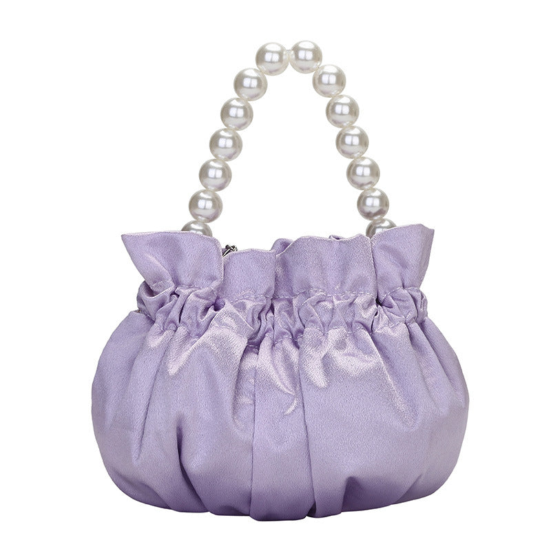 IELGY Pleated silk pearl women's chain fashion handbag