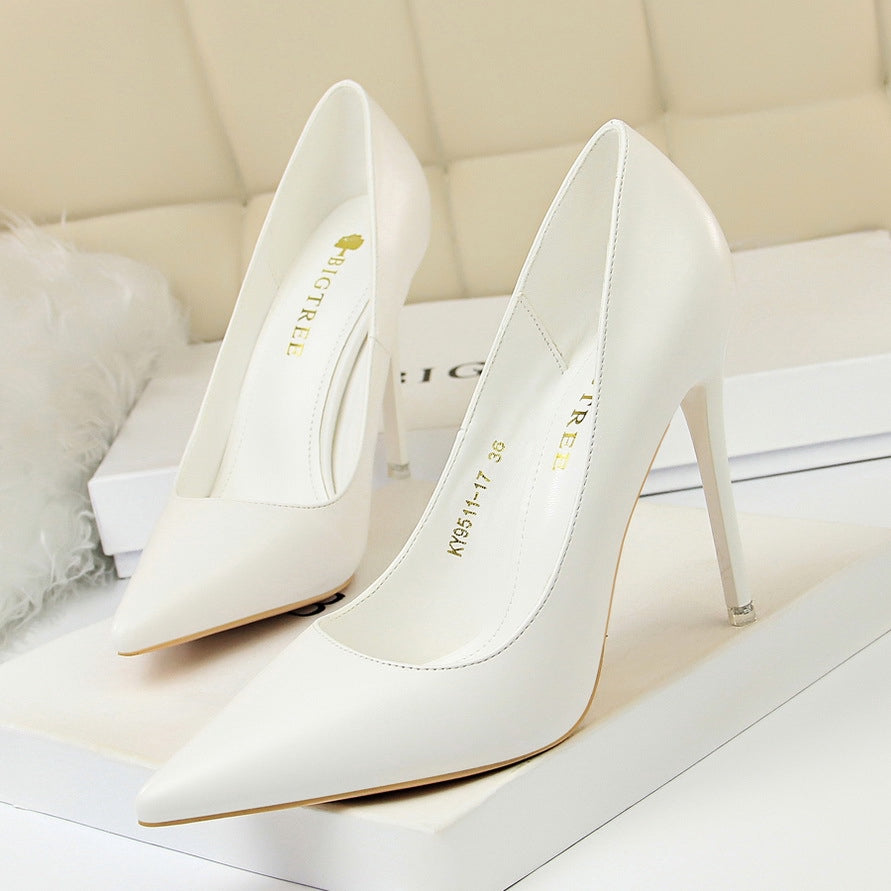 IELGY Korean women's shoes fashion simple Super high-heeled shallow mouth pointed sexy shoes