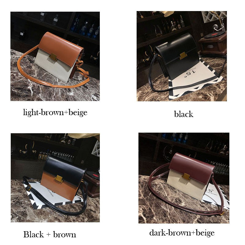 Contrast color shoulder retro crossbody bag