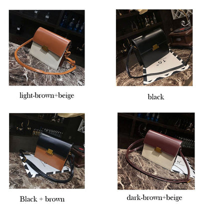 Contrast color shoulder retro crossbody bag