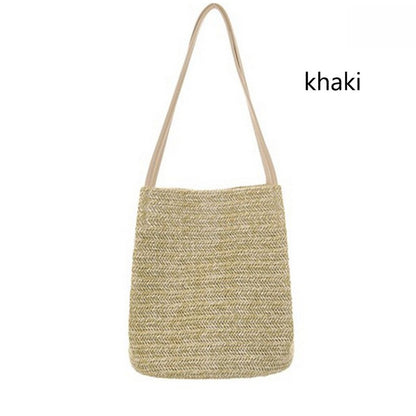 IELGY Casual woven shoulder bucket bag handbag