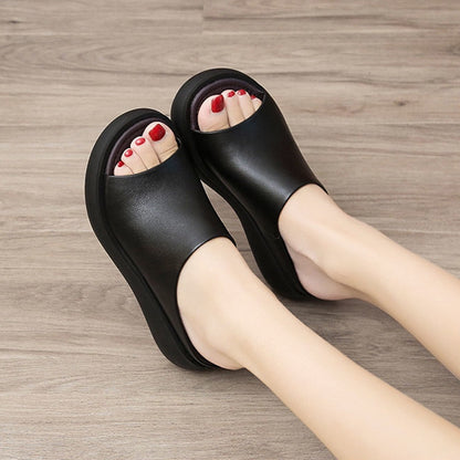 IELGY Comfortable Slippers Women's Outing Wedge Fish Mouth Korean Large Size