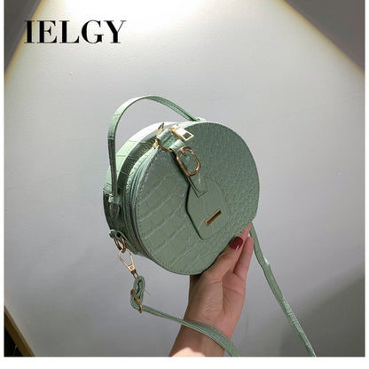 IELGY Women's Crocodile Pattern Round Ocean Tote Bag Mini All-match One Shoulder Messenger