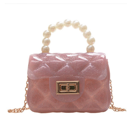 IELGY New jelly chain pearl handbag rhombus women's bag