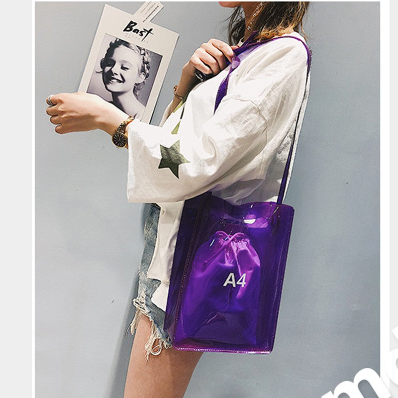 IELGY Transparent jelly mother and son bag diagonal shoulder handbag