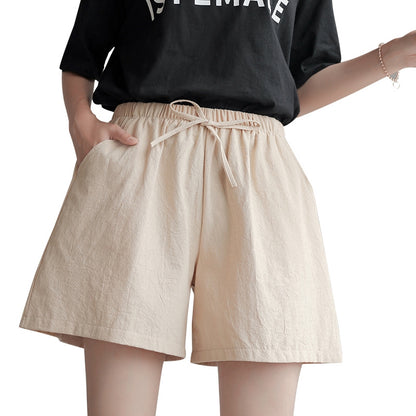 IELGY Loose linen cotton linen large size student sports casual shorts female wide leg pants