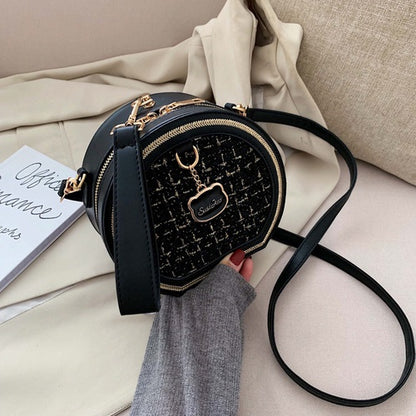 IELGY chain small round stitching handbagshoulder crossbody women simple bag classic street fashion laptop shoulder bag for women