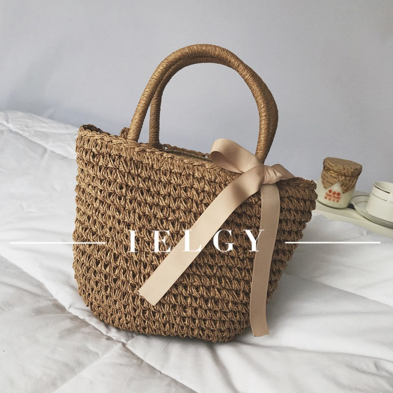 IELGY Straw bag beach bag vacation bag
