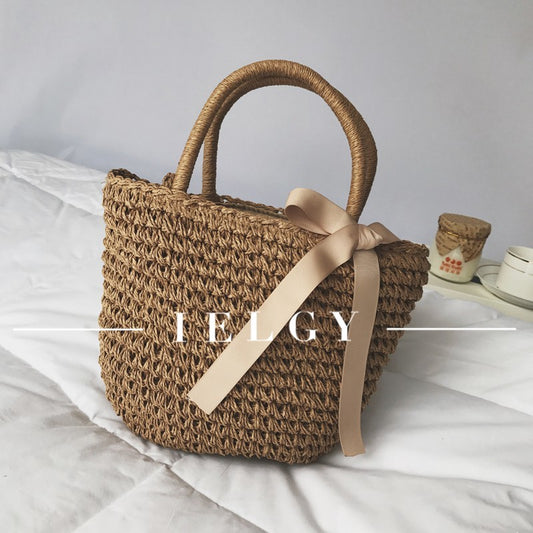 IELGY Straw bag beach bag vacation bag