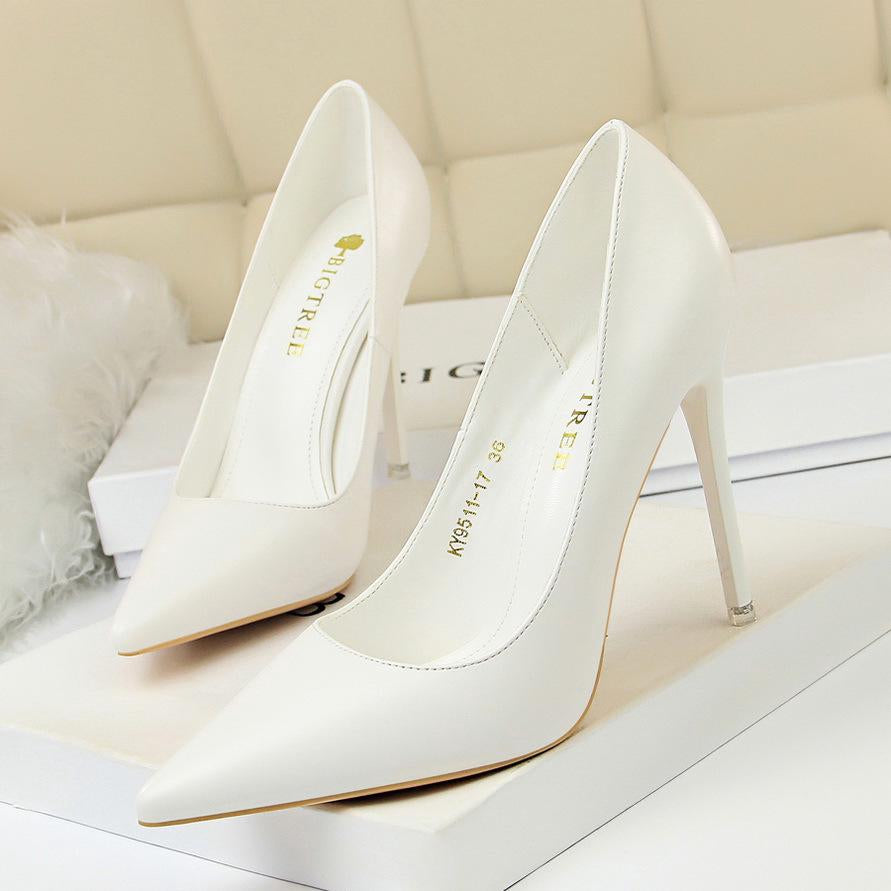 IELGY Korean women's shoes fashion simple Super high-heeled shallow mouth pointed sexy shoes