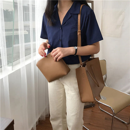 IELGY One shoulder Crossbody Large capacity Simple Black Fashion Retro Women's bag Portable