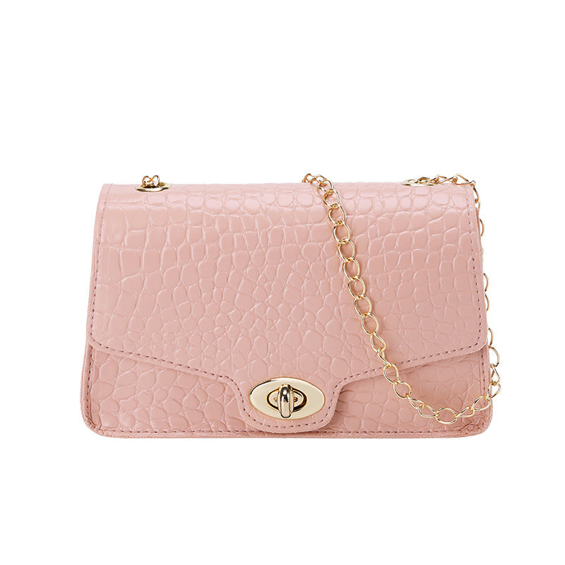 IELGY Mobile phone Crocodile pattern Women's bag Diagonal One shoulder Square Chain Simple Lock Korean version