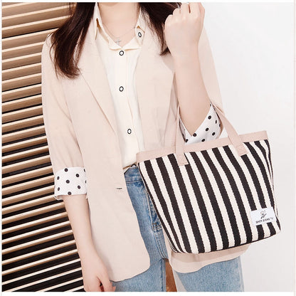 IELGY Original striped canvas bag women's cloth bag hit color Japanese canvas handbag fashion handbag fashion small bag