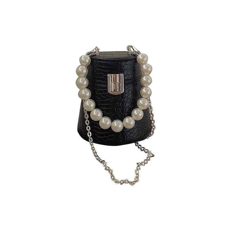 IELGY niche cylinder pearl chain elegant crossbody mini bag
